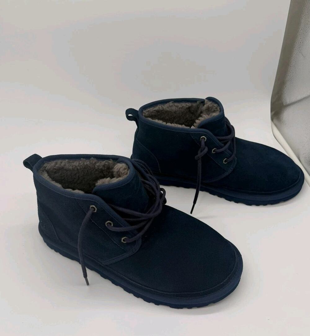 UGG Boots Mens Size 10 Blue Suede Chukka Wool Lined Ankle Winter Casual